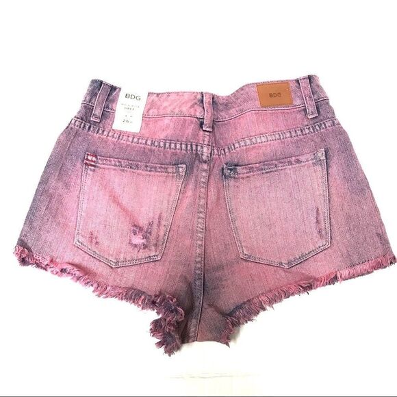 BDG pink tie-dye stud detail high-rise Dree Cheeky denim shorts 26 - Picture 2 of 5